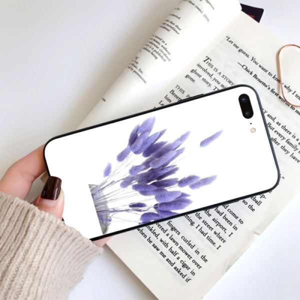 Dried Rabbit Tails Grass Violet Custom Toughened Phone Case for iPhone 7 Plus 