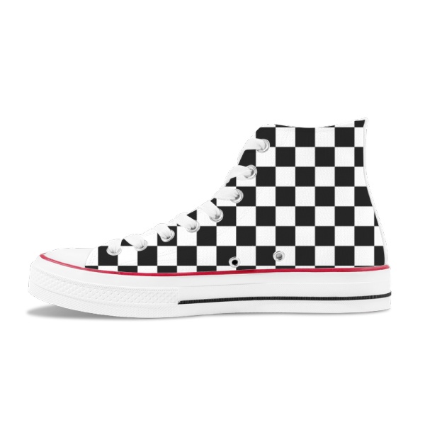 Tri-Panel Zebra Checkerboard High Top Canvas Shoes