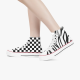 Tri-Panel Zebra Checkerboard High Top Canvas Shoes